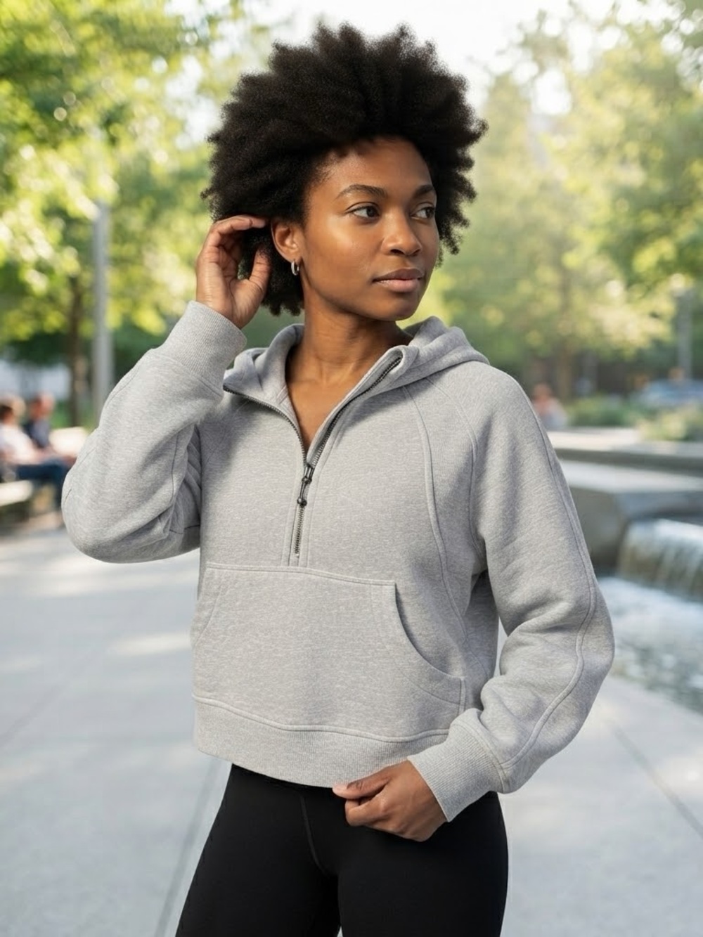 Lululemon Scuba Oversized Half-Zip Cropped Hoodie - Heathered Gray XS/S Women's